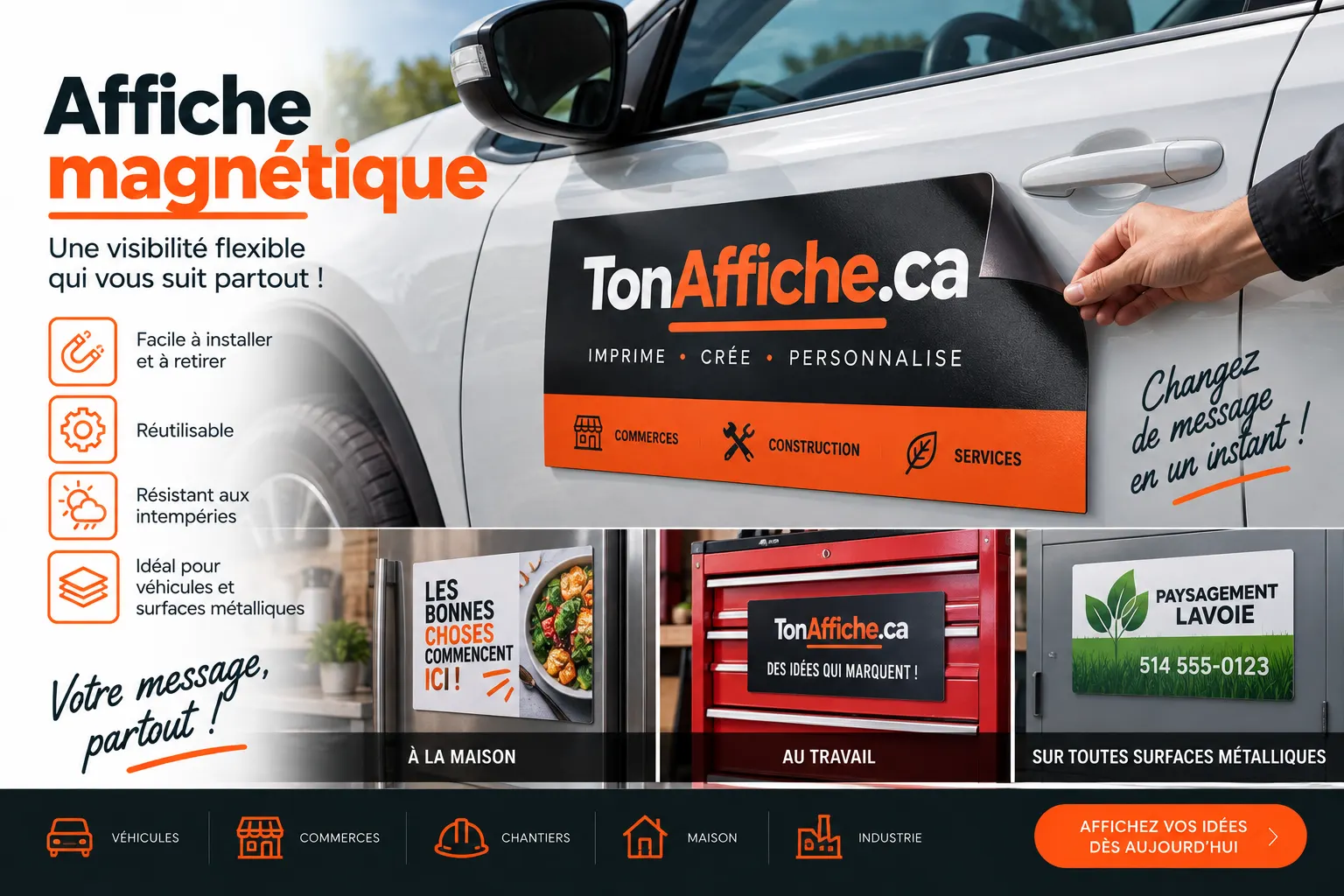 Affiche magnétique — Ton Affiche Affiche magnétique Ton Affiche posée sur la portière d'une voiture