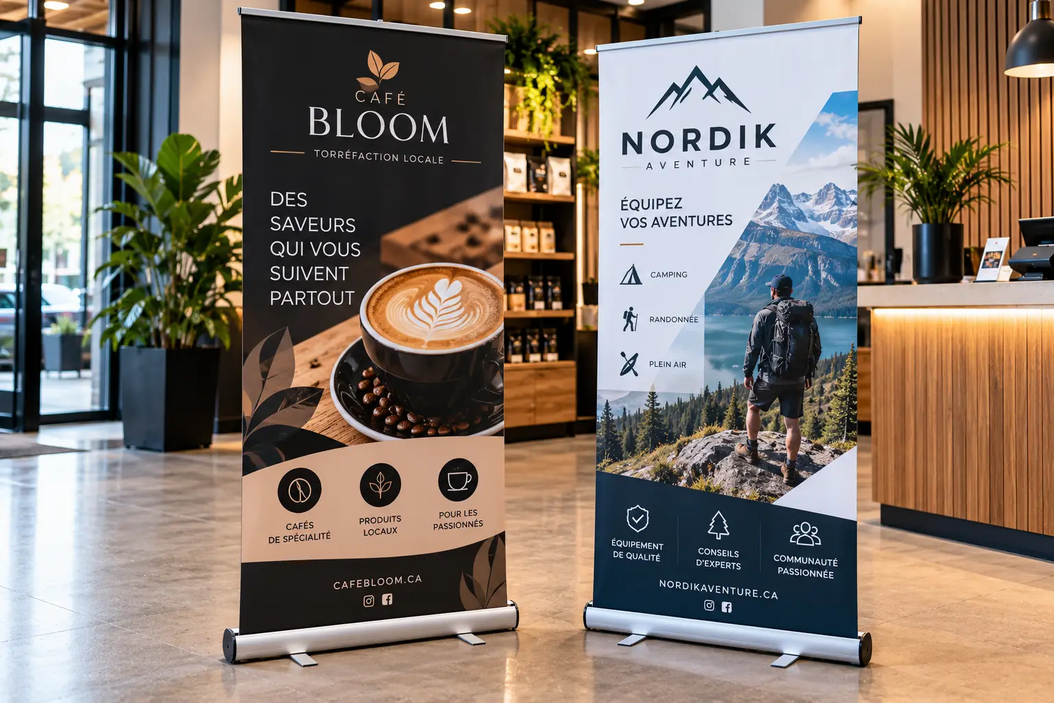 Roll-up d'un café et d'une boutique de plein air