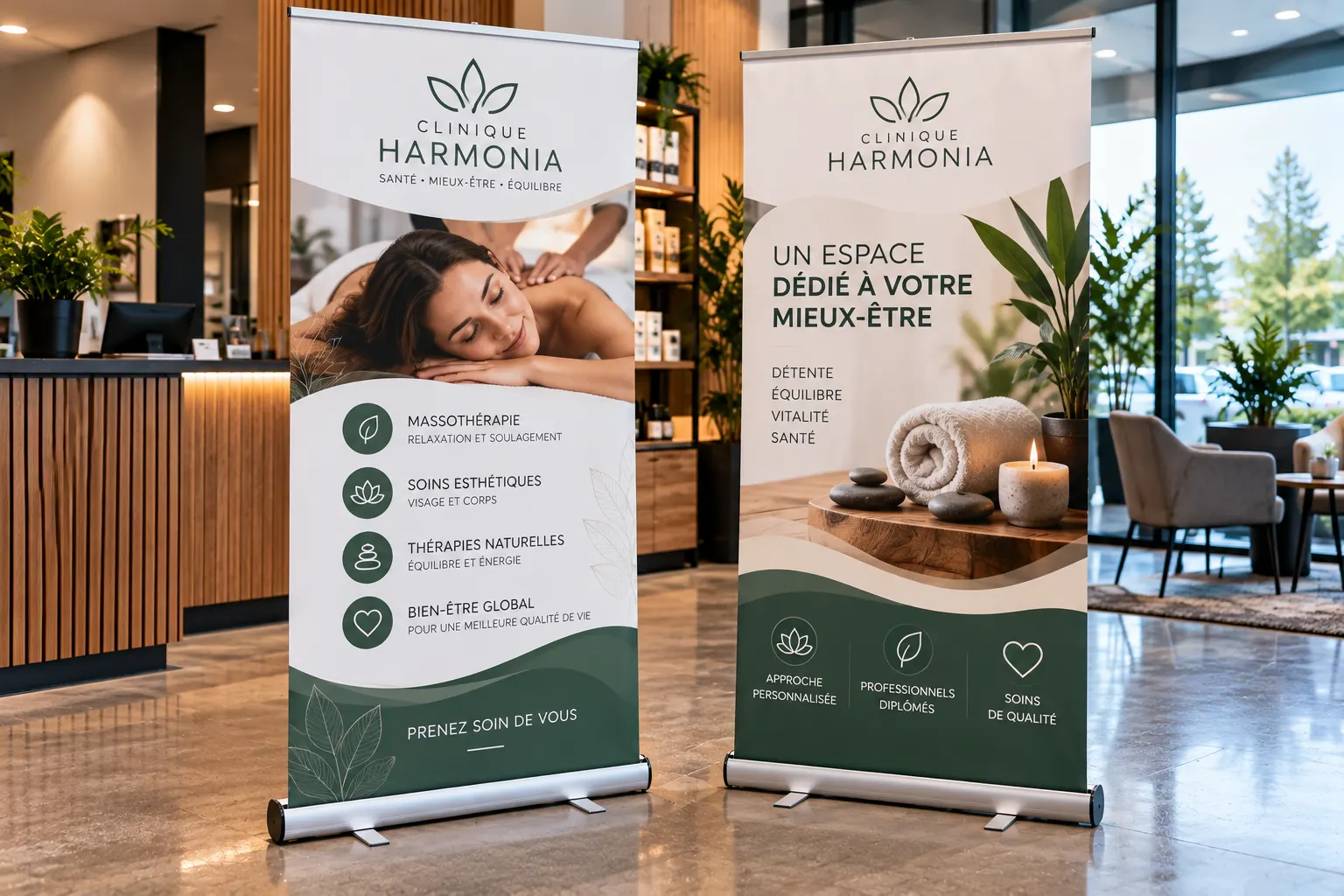 Roll-up d'une clinique de bien-être
