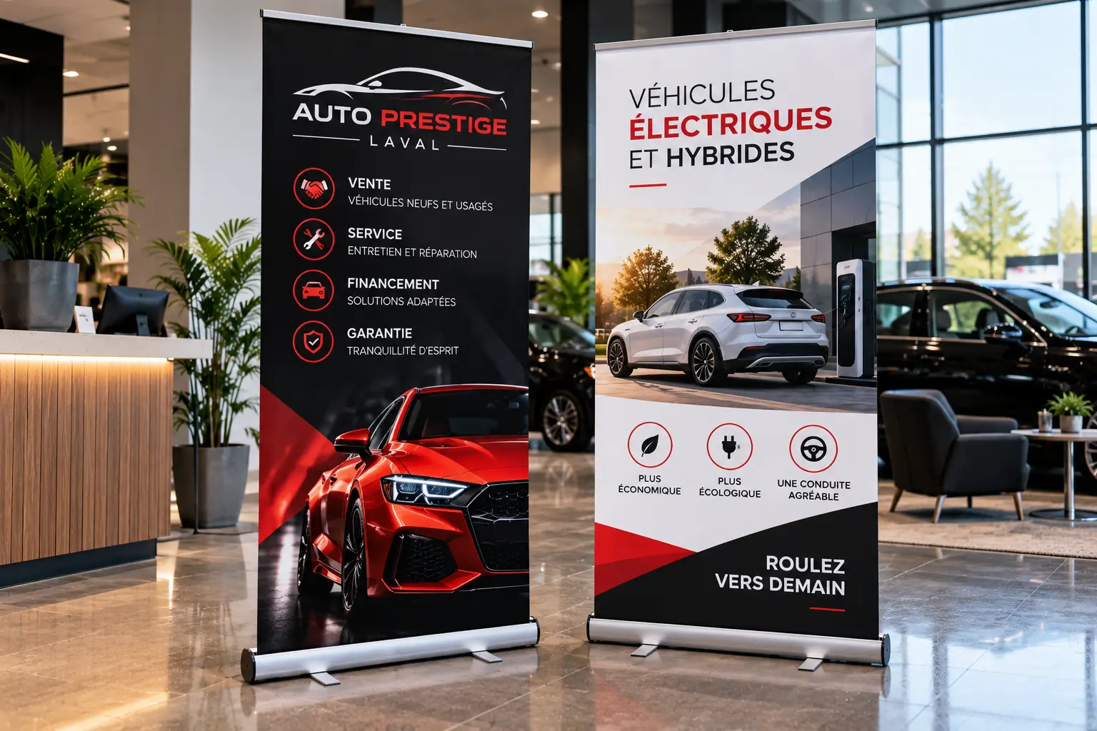 Roll-up chez un concessionnaire automobile