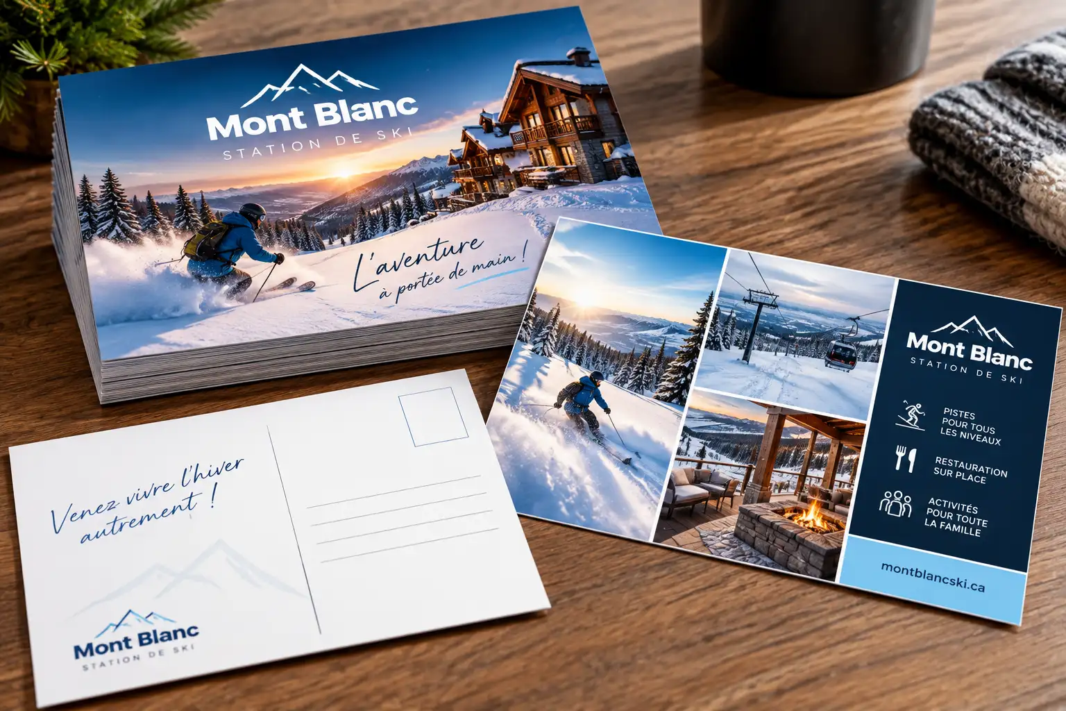 Cartes postales d'une station de ski en montagne
