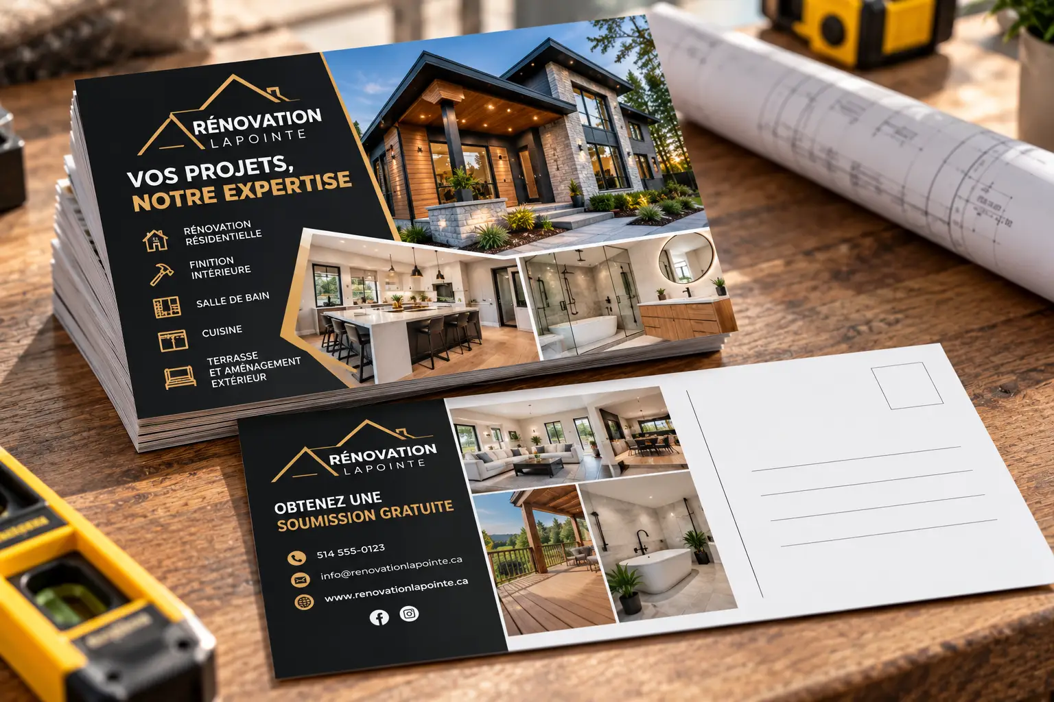 Cartes postales d'une entreprise de rénovation résidentielle