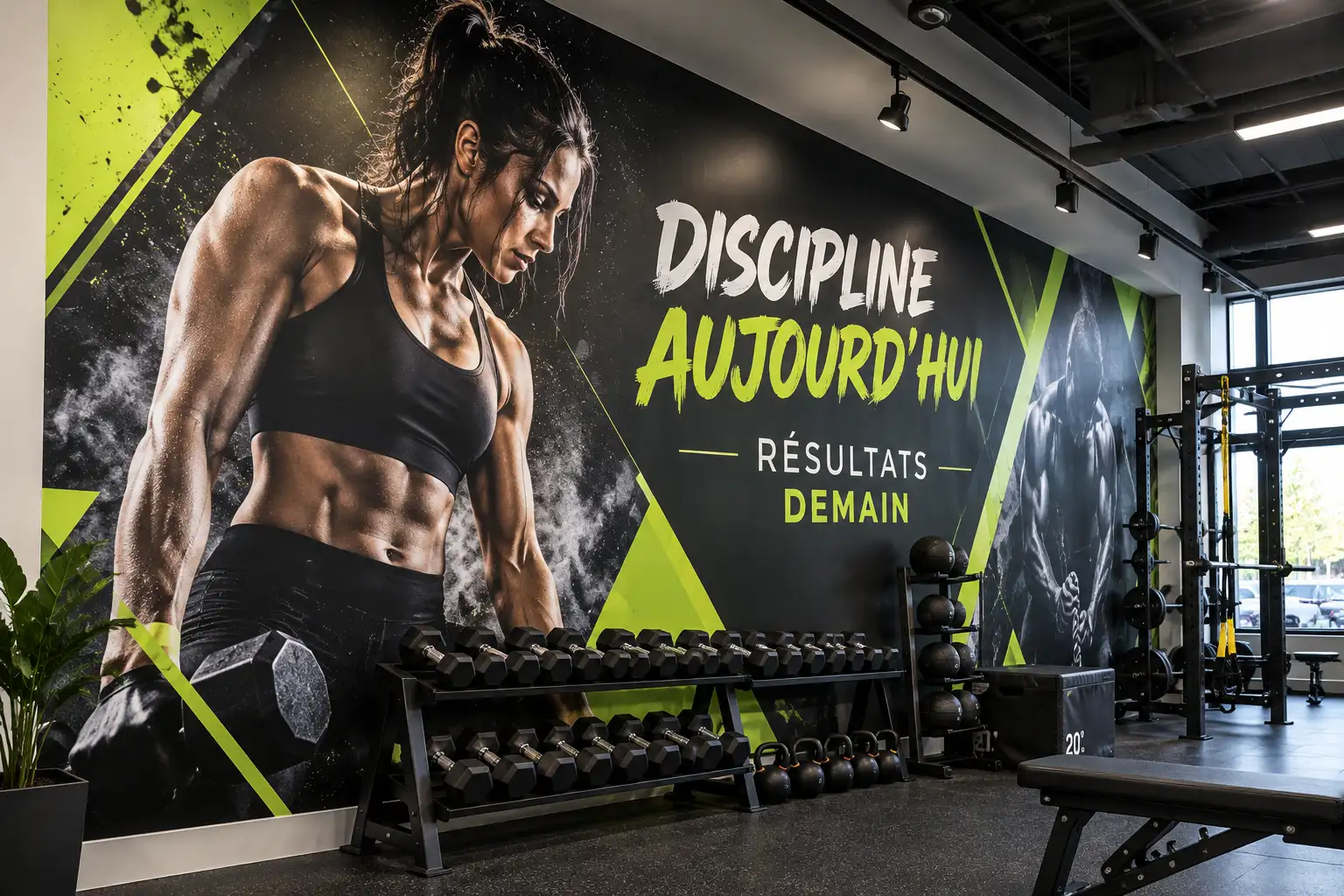 Murale de motivation dans un gymnase