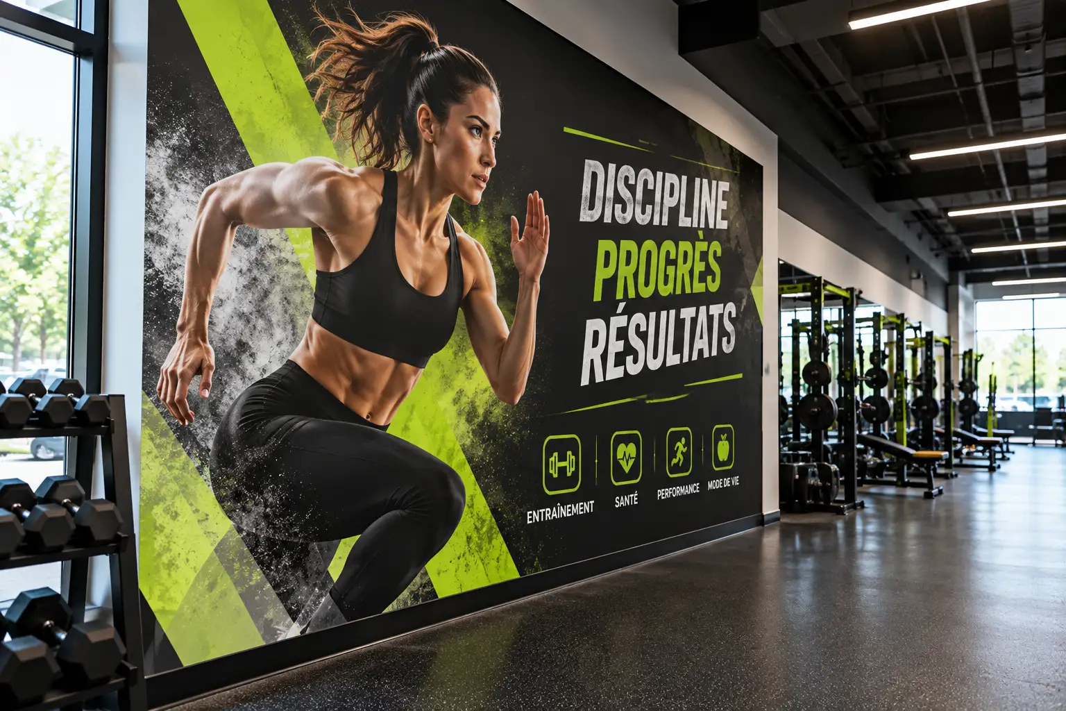 Murale en vinyle dans un gymnase