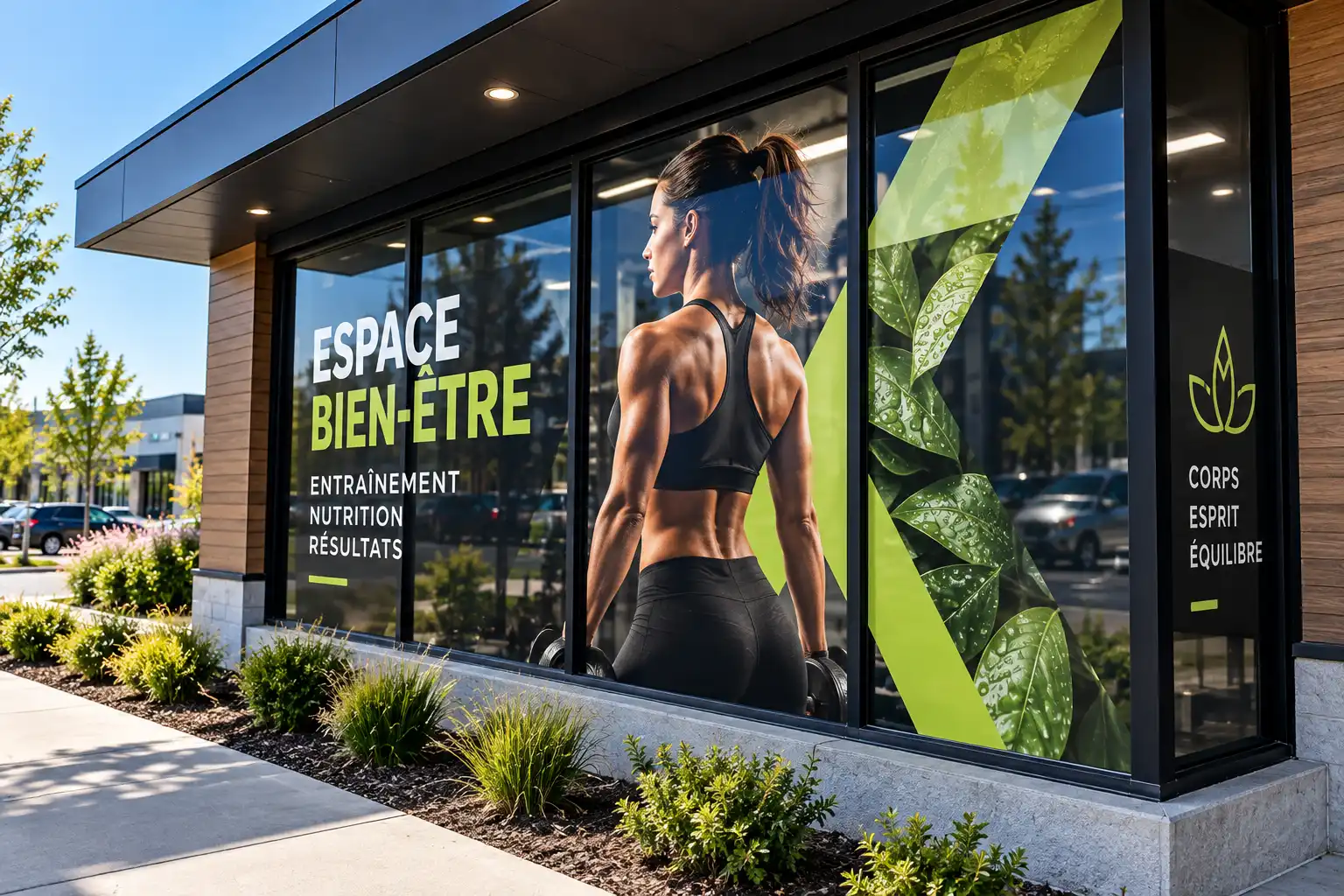 Vitrine grand format d'un centre de bien-être
