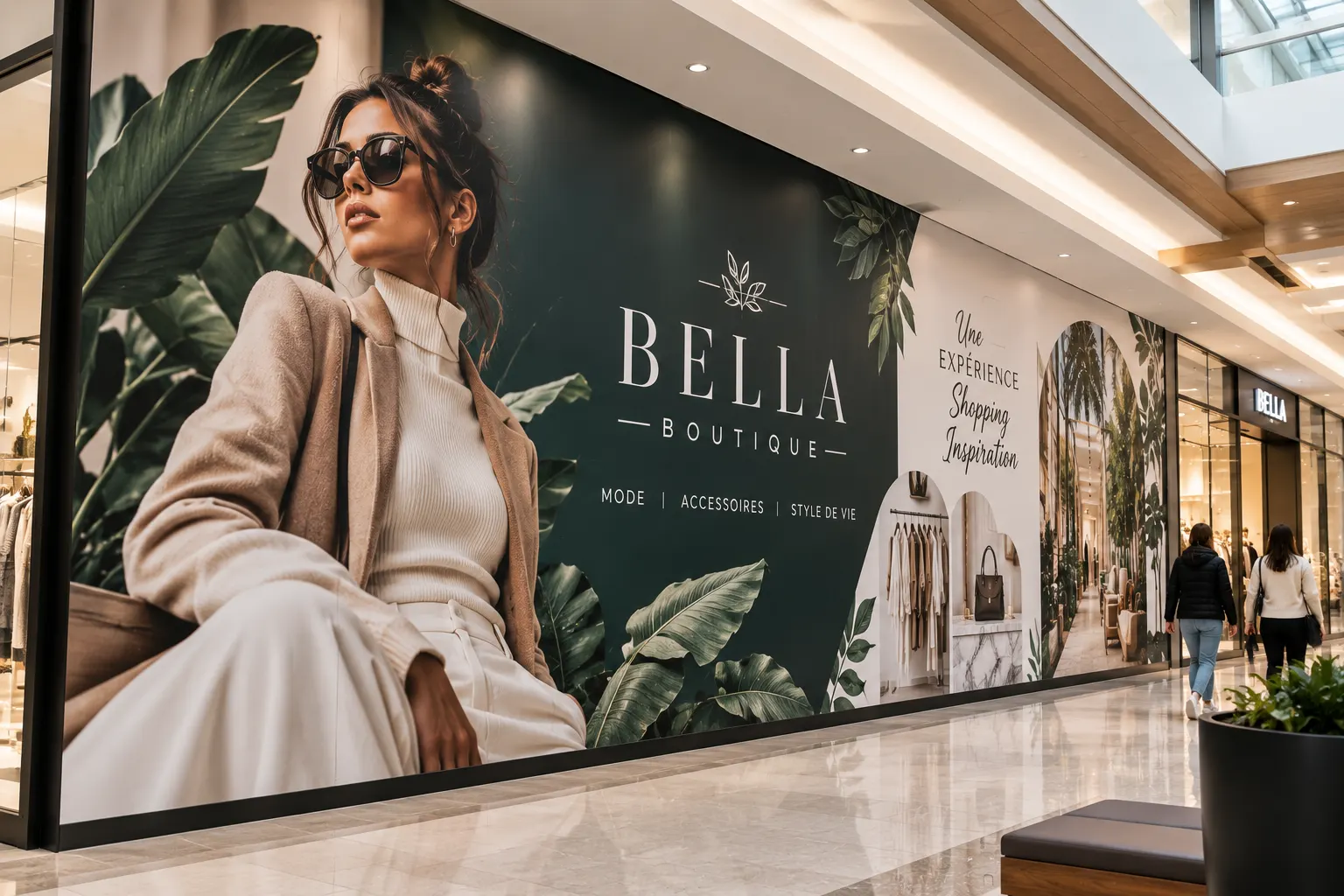 Murale de mode dans une boutique de centre commercial