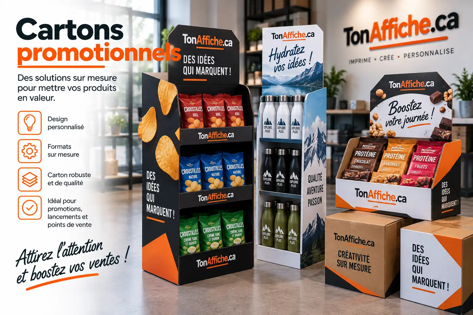 Cartons promotionnels — Ton Affiche Présentoirs de comptoir et cartons promotionnels imprimés en magasin